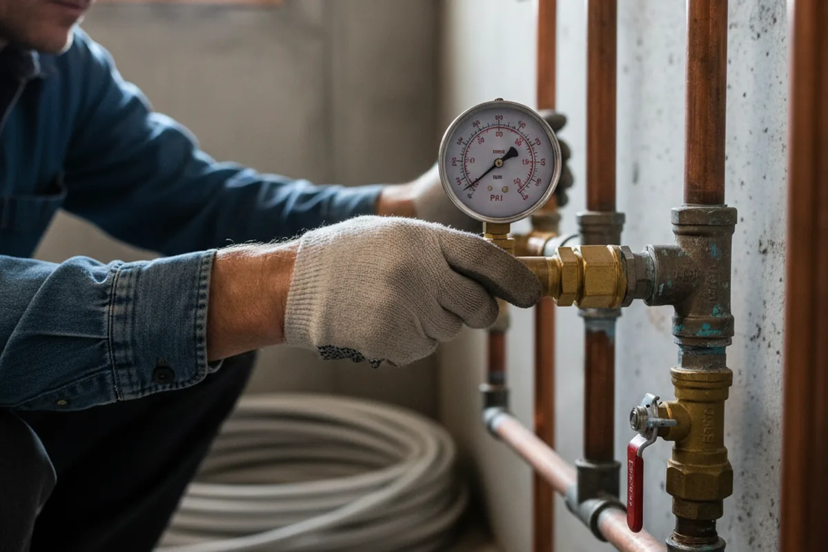 Pressure testing a repaired line during Water Line Repair in Pennington